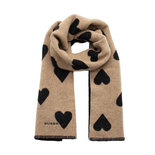 Burberry Wool Cashmere Heart Large Scarf