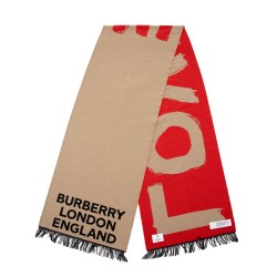 Burberry Wool Logo Fringe Scarf