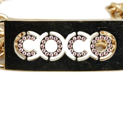 Chanel Rhinestone Coco Name Plate Chain-Link Belt - 35 89