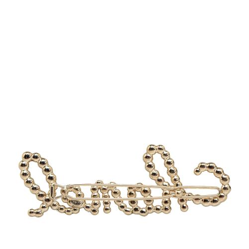 Chanel Rhinestone & Pearl Swirling Logo Barette