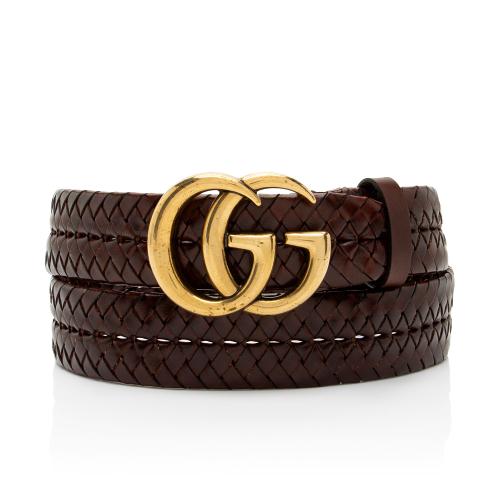 Gucci Braided Leather GG Marmont Belt - Size 38 / 97