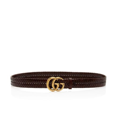 Gucci Braided Leather GG Marmont Belt - Size 38 / 97