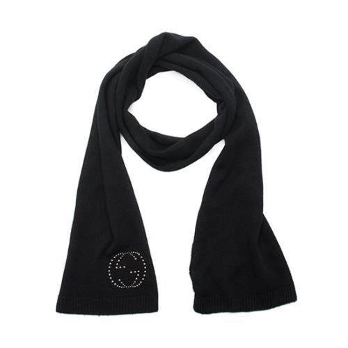 Gucci Cashmere Studded Interlocking GG Scarf