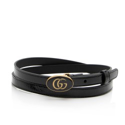 Gucci Leather Enamel GG Slim Belt - Size 36 / 90