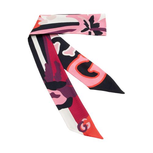 Gucci Silk Pop Fluo Neck Bow Scarf