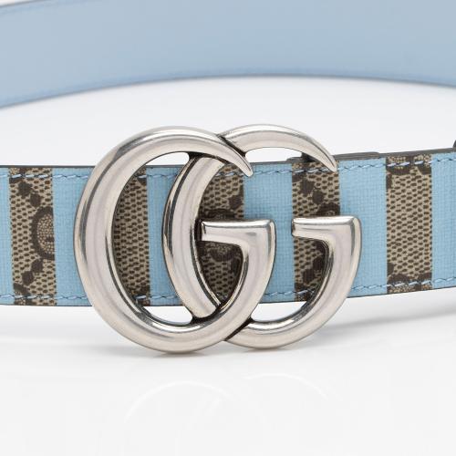 Gucci Striped GG Supreme GG Marmont Thin Belt - Size 30 / 75