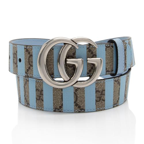 Gucci Striped GG Supreme GG Marmont Thin Belt - Size 30 / 75