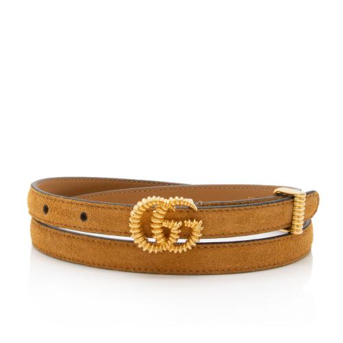 Gucci Suede Torchon GG Skinny Belt - Size 32 / 80