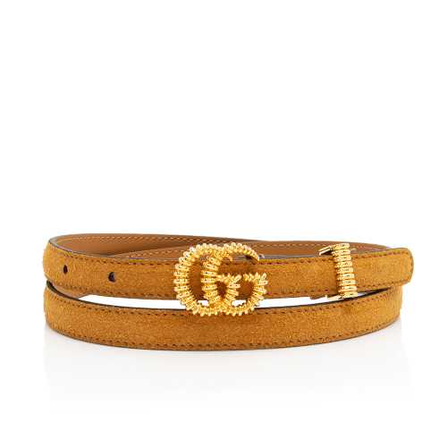 Gucci Suede Torchon GG Skinny Belt - Size 32 / 80