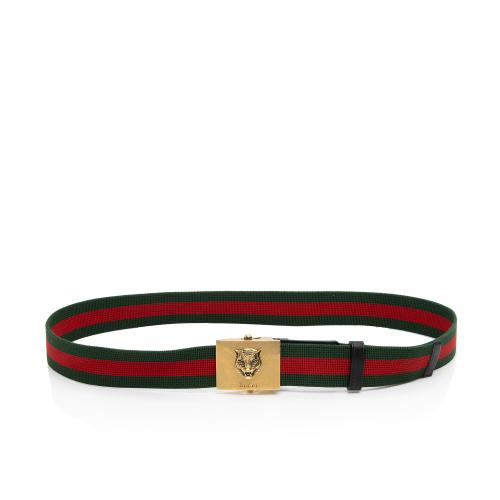 Gucci Web Feline Buckle Belt - Size 40 / 100