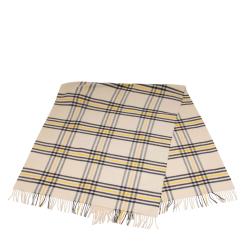 Hermes Cashmere Plaid Muffler Fringe Scarf