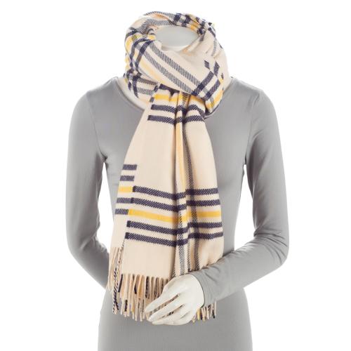 Hermes Cashmere Plaid Muffler Fringe Scarf