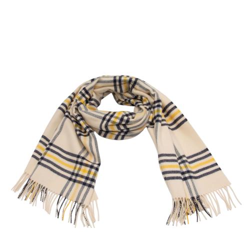 Hermes Cashmere Plaid Muffler Fringe Scarf