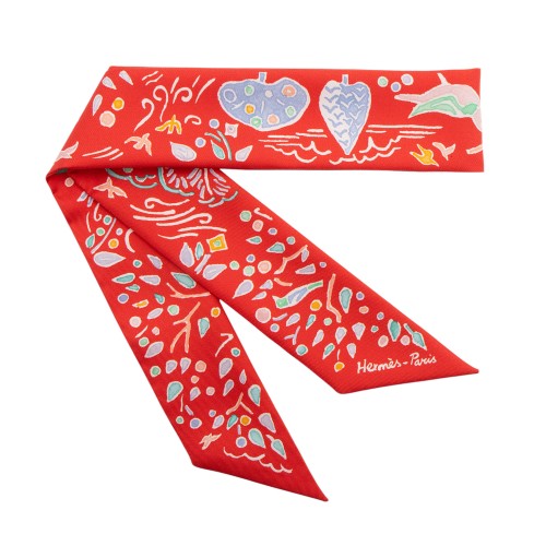 Hermes Silk Isola Di Primavera Twilly Scarf