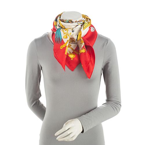 Hermes Silk Plumes et Grelots 90cm Scarf