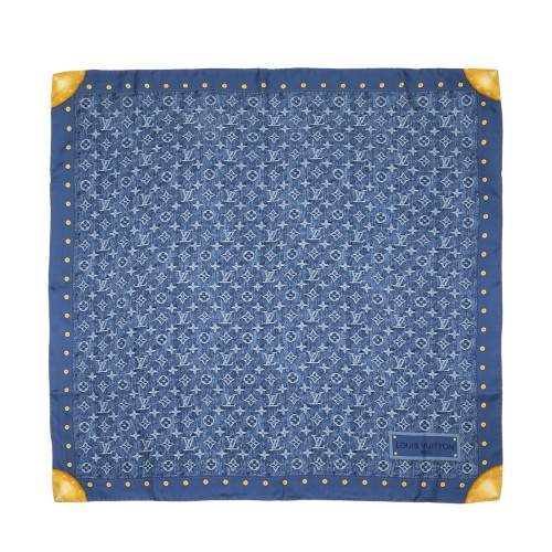 Louis Vuitton Silk Monogram Denim Bandana 90cm Scarf