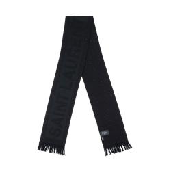 Saint Laurent Wool Silk Sequin Logo Scarf