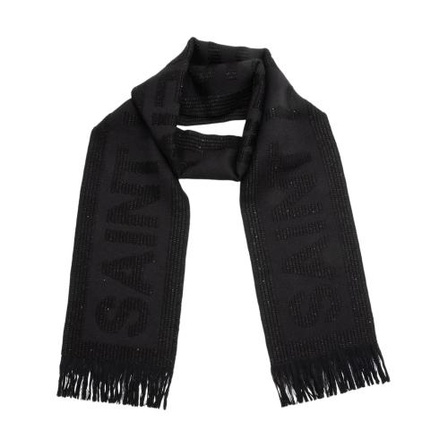 Saint Laurent Wool Silk Sequin Logo Scarf