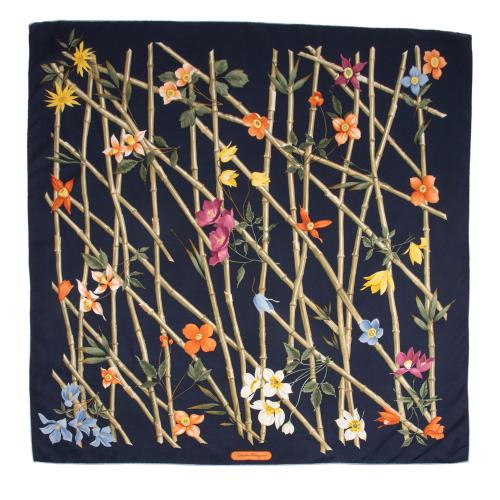 Salvatore Ferragamo Silk Bamboo Floral 90cm Scarf