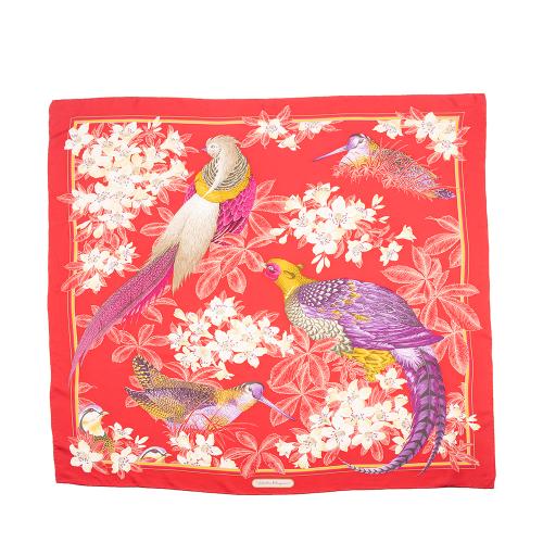 Salvatore Ferragamo Silk Floral Bird Scarf