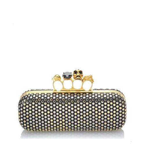 Alexander McQueen Leather Studded Knuckle Box Clutch