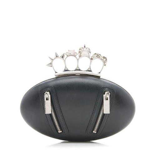 Alexander McQueen Leather Biker Oval Knuckle Clutch