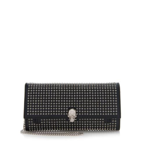 Alexander McQueen Leather Grommet Skull Wallet On Chain Bag