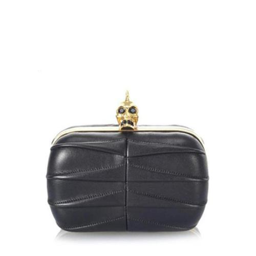 Alexander McQueen Pleated Leather Skull Clutch - FINAL SALE