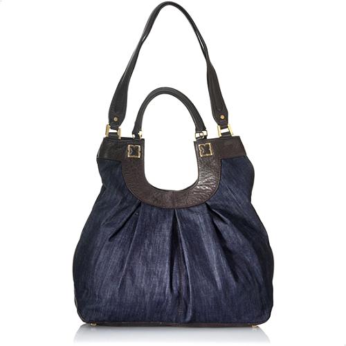 BCBGMAXAZRIA Femme Fatale Denim Oversized Hobo Handbag