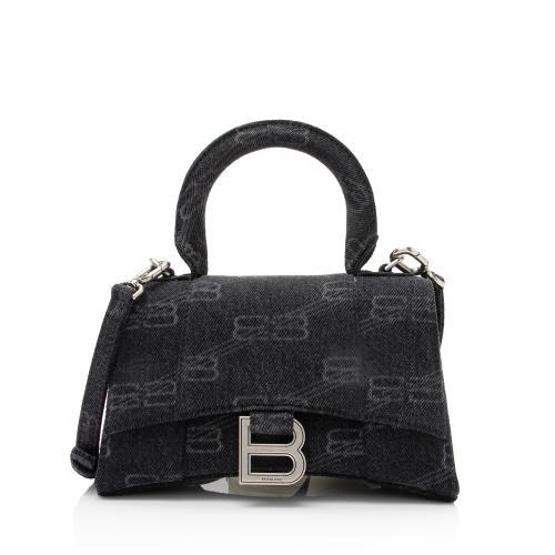 Balenciaga BB Monogram Denim Hourglass XS Top Handle