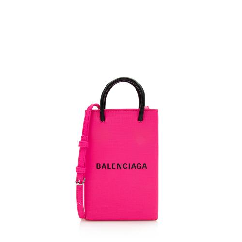 Balenciaga Textured Calfskin Phone Holder Crossbody