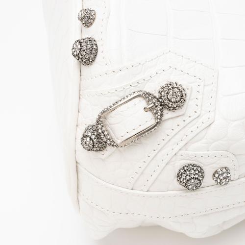 Balenciaga Croc Embossed Crystal Le Cagole XS Bucket Bag