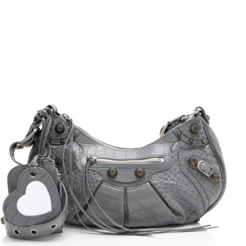 Balenciaga Croc Embossed Le Cagole Small Shoulder Bag