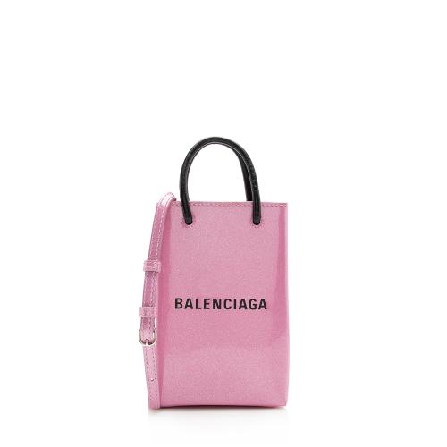 Balenciaga Glitter Patent Leather Phone Holder Crossbody