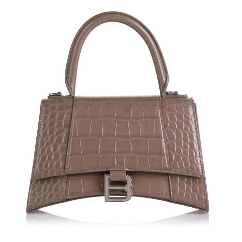 Balenciaga Hourglass Embossed Leather Satchel