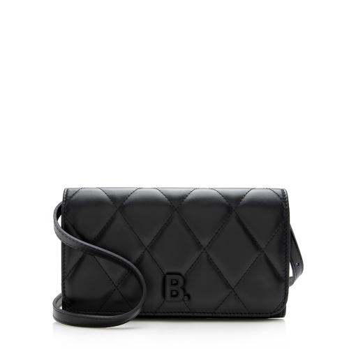 Balenciaga Quilted Calfskin B Phone Holder Crossbody