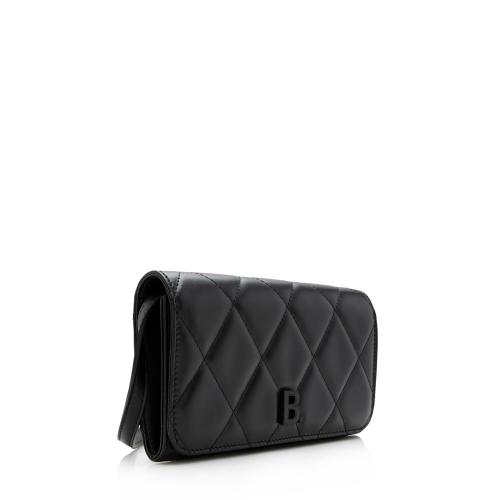 Balenciaga Quilted Calfskin B Phone Holder Crossbody