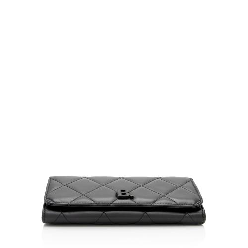 Balenciaga Quilted Calfskin B Phone Holder Crossbody