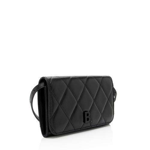 Balenciaga Quilted Calfskin B Phone Holder Crossbody