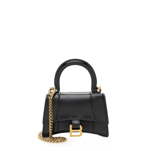 Balenciaga Shiny Calfskin Hourglass Super Nano Top Handle Bag