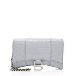 Balenciaga Shiny Croc Embossed Calfskin Hourglass Chain Bag