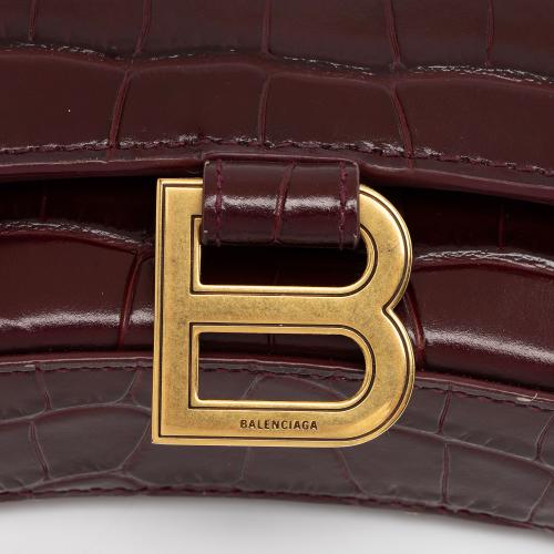 Balenciaga Shiny Croc Embossed Calfskin Hourglass Chain Bag