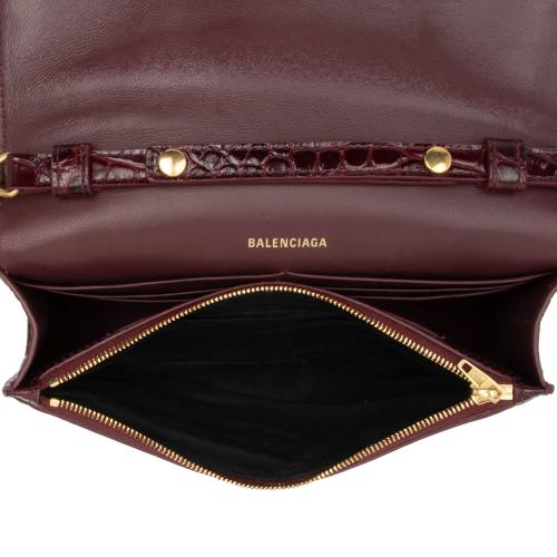 Balenciaga Shiny Croc Embossed Calfskin Hourglass Chain Bag