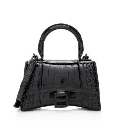 Balenciaga Shiny Croc Embossed Calfskin Hourglass XS Top Handle