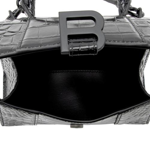 Balenciaga Shiny Croc Embossed Calfskin Hourglass XS Top Handle