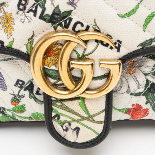 Gucci x Balenciaga Canvas Flora GG Marmont The Hacker Project Small Flap Shoulder Bag