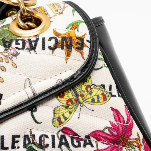 Gucci x Balenciaga Canvas Flora GG Marmont The Hacker Project Small Flap Shoulder Bag