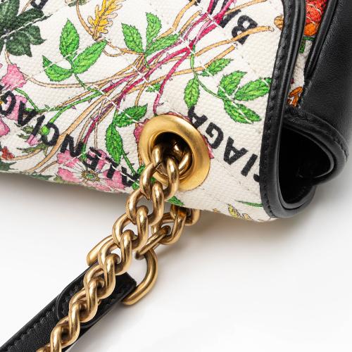 Gucci x Balenciaga Canvas Flora GG Marmont The Hacker Project Small Flap Shoulder Bag