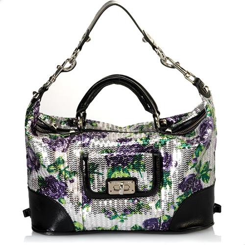 Betsey Johnson Glitzy Floral Satchel Handbag