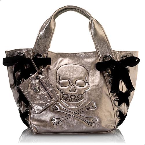 Betsey Johnson Metallicize Me Skull Tote